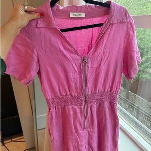 Pink Zippered Short Sleeve romper